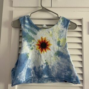 Urban Outfitters Blue Tie-Dye Sunflower Crop Top